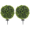2 Pack 1.3ft Artificial Ball Eucalyptus Topiary with Ground Stake, UV Resistant Faux Greenery for Indoor Outdoor