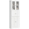 Freestanding Bathroom Cabinet with Glass/Louvred Doors, Tall Bathroom Cabinet for Kitchen, Study, Living Room
