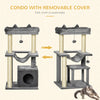 39.25'' Cat Tree Tower Multi-Level Kitten House with Scratching Post Condo Hammock Bed Ball Toy - Grey