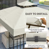 10' x 10' Gazebo Canopy Replacement Cover, 2-Tier Garden Gazebo Roof Replacement, UPF30+, TOP COVER ONLY, Light Grey