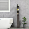 Tall Bathroom Storage Cabinet, Narrow Bathroom Cabinet with Drawers and Open Shelves for Small Spaces, Brown