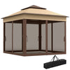 10.7 x 10.7ft Pop Up Gazebo, Adjustable Instant Sun Shelter with UV30+ Roof Cover, Removable Mesh Curtains, Beige