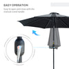 10' x 8' Round Market Umbrella, Patio Umbrella, Outdoor Parasol with Crank Handle, Tilt for Garden, Bench, Lawn, Black