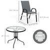 Five-Piece Steel Patio Set, with Glass-Top Table - Dark Grey