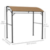 7' x 5' Garden Grill Canopy, BBQ Grill Gazebo Tent with Steel Frame and Hooks, Outdoor Sun Shade, Dark Brown