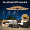 9.3 ft Patio Umbrella with Solar LED Lights, Cover, 3 Tier Outdoor Market Table Parasol with Tilt, Crank, Khaki