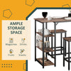 Industrial Dining Table Set for 2, Bar Table and Stools Set, Counter Height Kitchen Table with Chairs with Storage Shelf, Rustic Brown