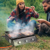 3 Burner Liquefied Gas Grill, Portable Tabletop BBQ Grill, for Camping, Picnic, Silver