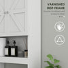 Over The Toilet Cabinet, Modern Bathroom Above Toilet Storage with Barn Doors and Open Shelf, White