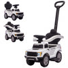 Qaba 3 In 1 Licensed Ford Kids Push Car with Push Handle, Horn, Sound, Secure Bar, Storage, for Toddlers 18-36 Months, White